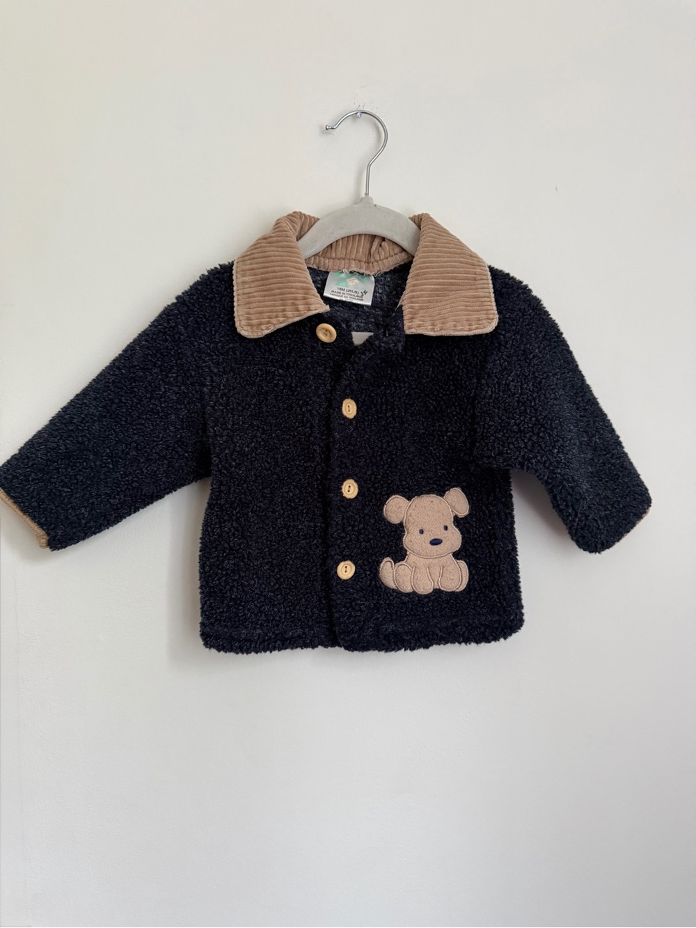 Vintage SEARS Toddler Sherpa Jacket with Tan Corduroy Collar (Size 18m)